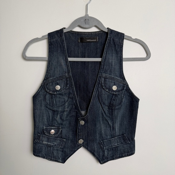 Furst Premium Jackets & Blazers - Vintage Y2K Furst Premium Denim Vest Button Front Size 4 Utility Cargo Style